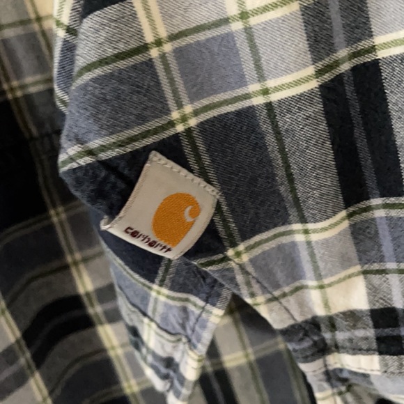 Carhartt short Sleeve button up blue white and grey  XL - Picture 4 of 5
